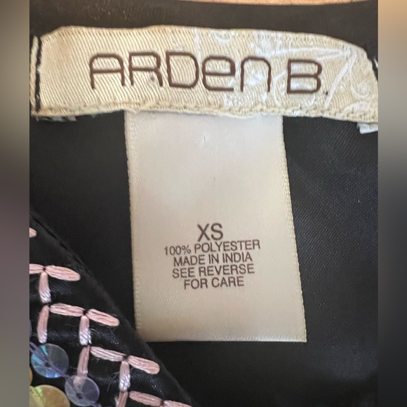 Arden B Boho A-Line cinched Waist Short Sleeve Boat Neck w/ Embroidery Black XS - Picture 3 of 11